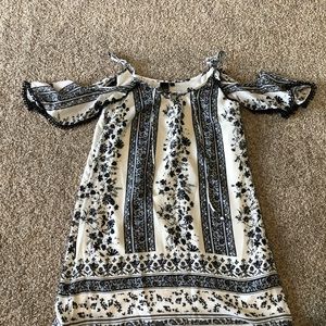 White/black tribal pattern off the shoulder dress